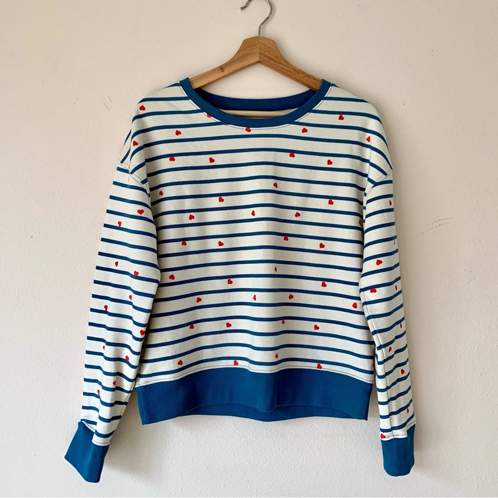PACT SCATTERED HEARTS GRAPHIC SLOUCHY SWEATSHIRT Small Organic Cotton